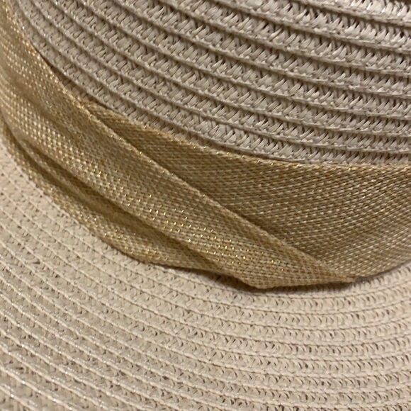 NWT Talbots sun hat. Neutral with gold cloth band - Picture 2 of 8
